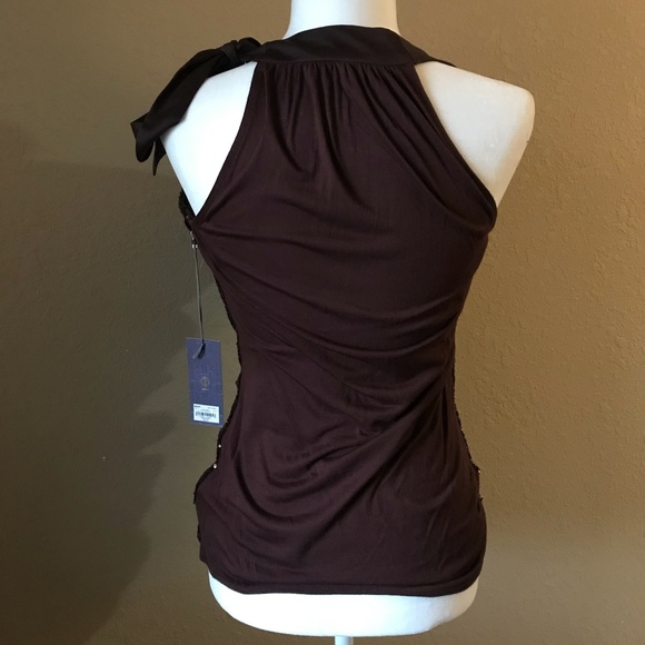NWT Jennifer Lopez Sequin Brown Halter Top size XS - Picture 4 of 8